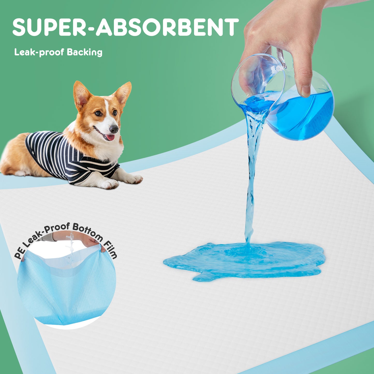Puppy Pads, Leak-proof Absorbent Quick-drying Disposable Dog Pads.