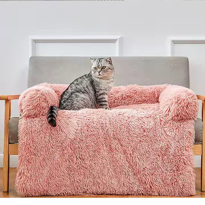 Calming Cat Dog Bed | Faux Fur Fleece Plush Pet Bed