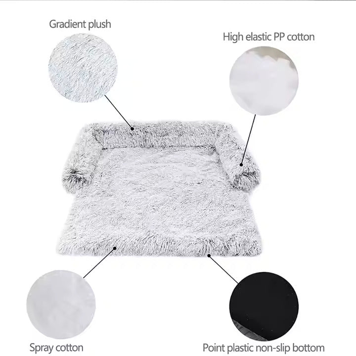 Calming Cat Dog Bed | Faux Fur Fleece Plush Pet Bed