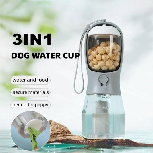 Dog Water Cup Drinking Food Garbage Bag Three-in-one Portable Small Multi-functional For Pets