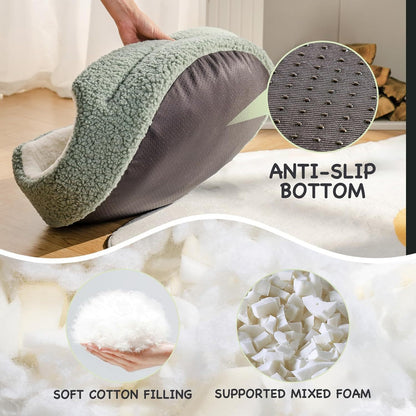 Meow Washable Cat & Small Dog Bed - 23"x23"x7" Round Orthopedic Plush Pet Bed, Non-Slip Bottom, Sage Green