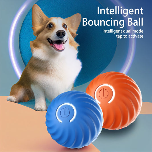 Interactive Smart Bouncing Ball for Dogs – USB Rechargeable, Self-Moving & Rotating Dog Toy with Quiet Urchin Cover | Automatic Pet Entertainment & Mental Stimulation