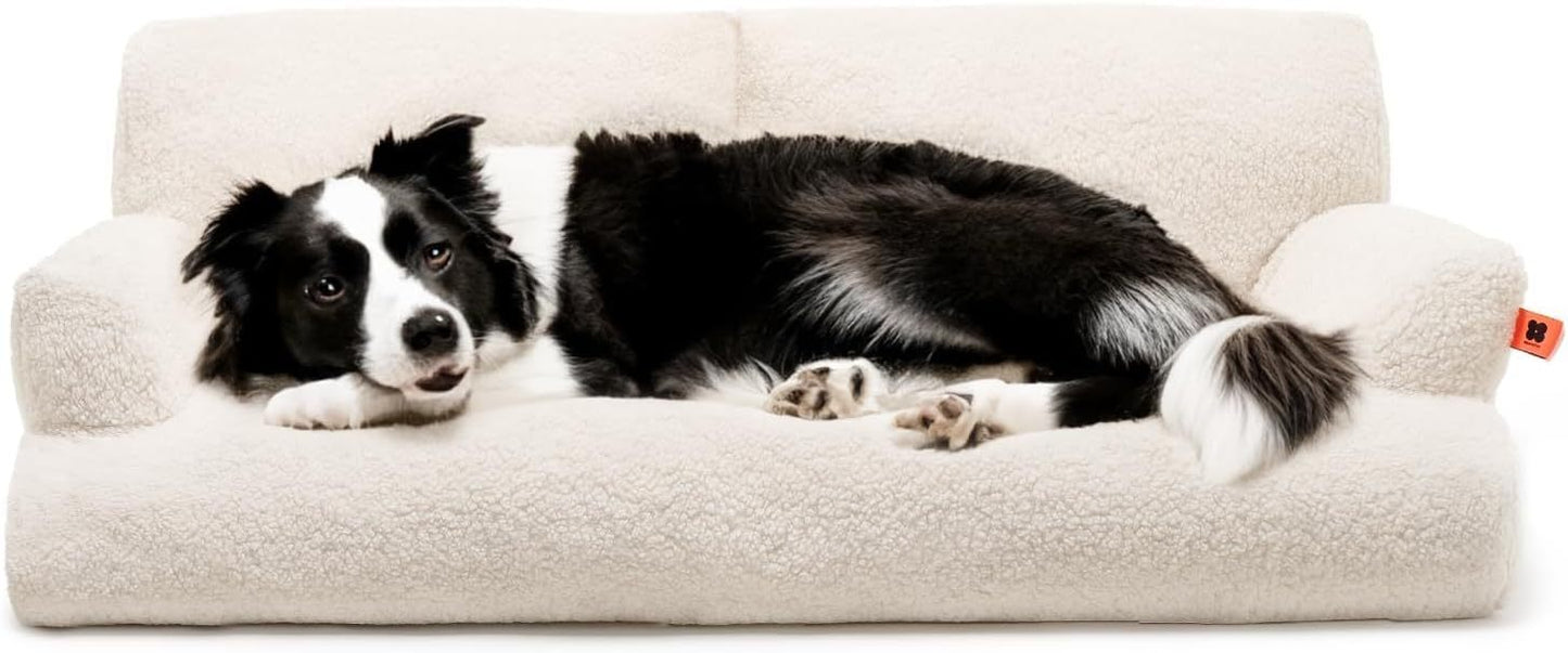 Washable Small Dog Bed – 25.6"x19.7"x7.9" Waterproof Pet Bed with Removable Cover & Non-Slip Bottom for Puppies & Kittens, Grey