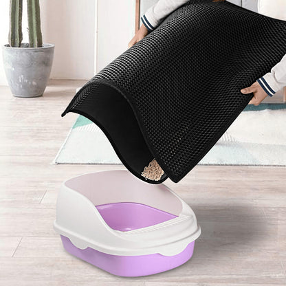 Waterproof Cat Litter Mat – Honeycomb Trap, Non-Slip, Washable