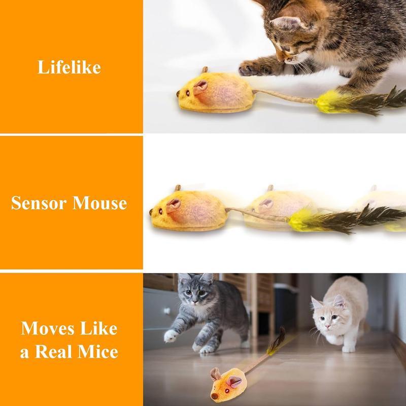 Interactive Cat Mouse Toy with LED, Feather Tail & Catnip – USB Rechargeable