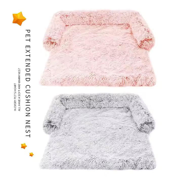 Calming Cat Dog Bed | Faux Fur Fleece Plush Pet Bed