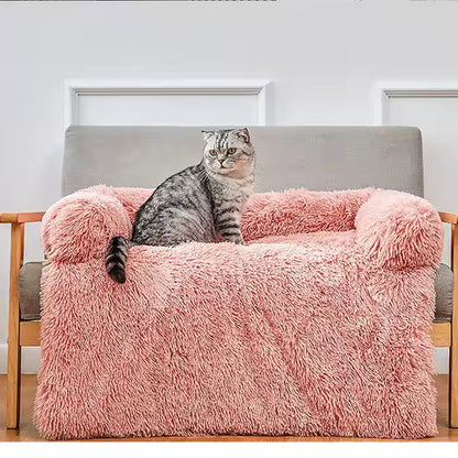 Calming Cat Dog Bed | Faux Fur Fleece Plush Pet Bed