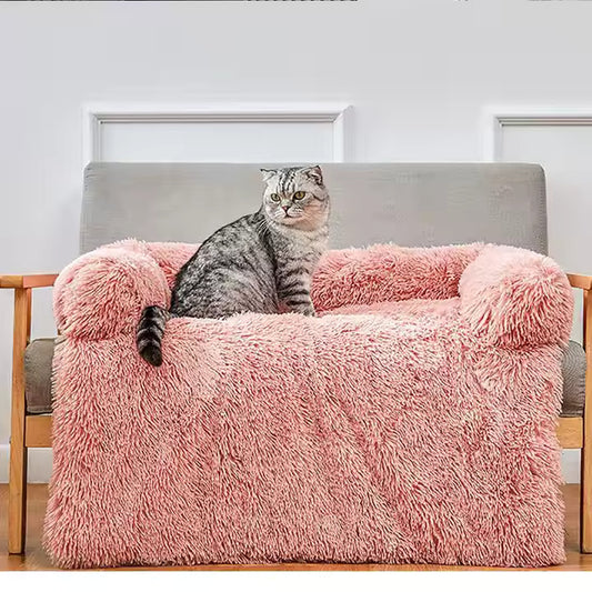 Calming Cat Dog Bed | Faux Fur Fleece Plush Pet Bed