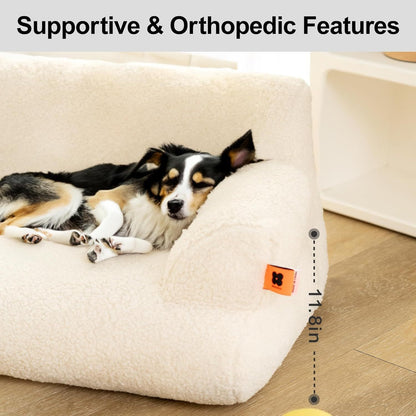 Washable Small Dog Bed – 25.6"x19.7"x7.9" Waterproof Pet Bed with Removable Cover & Non-Slip Bottom for Puppies & Kittens, Grey