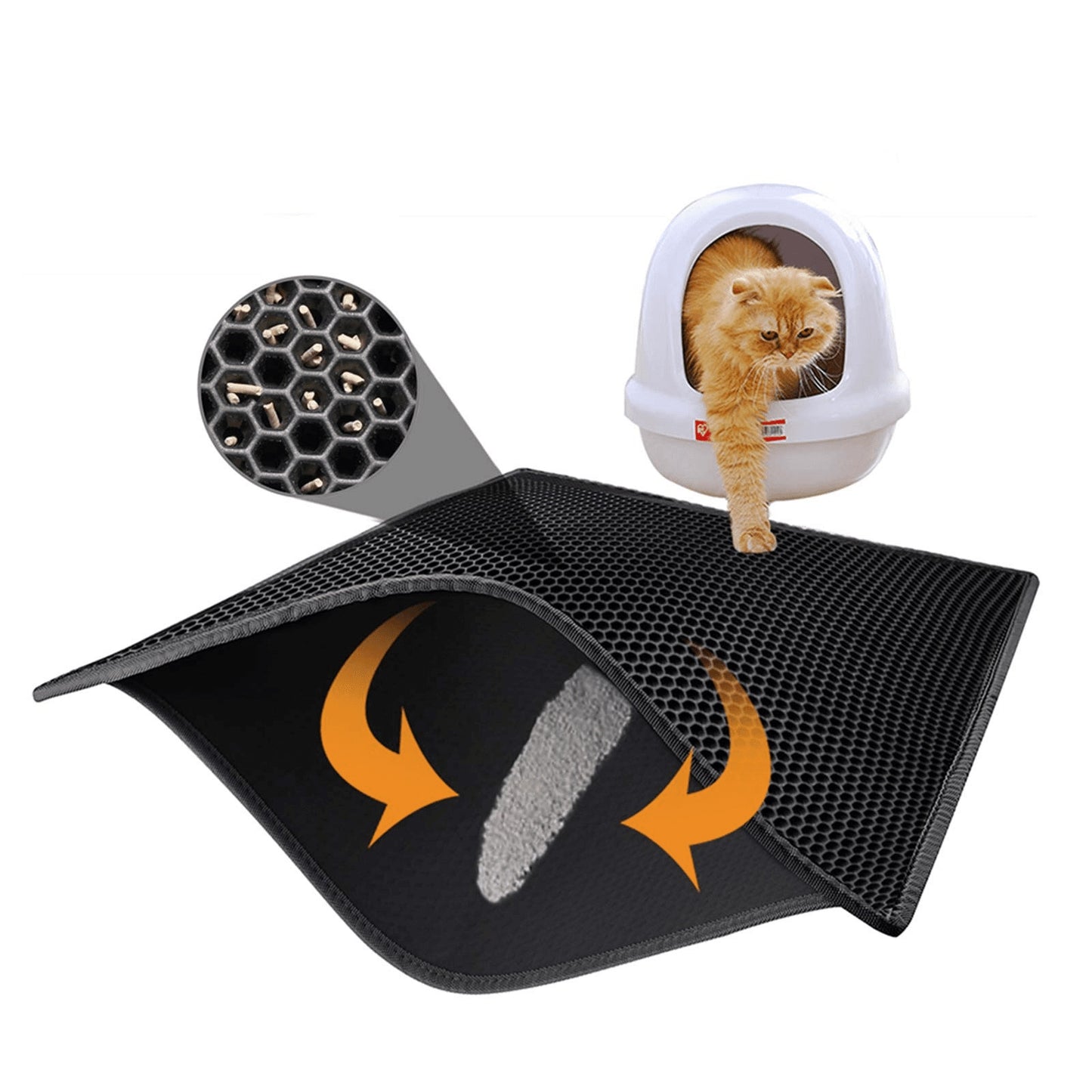 Waterproof Cat Litter Mat – Honeycomb Trap, Non-Slip, Washable