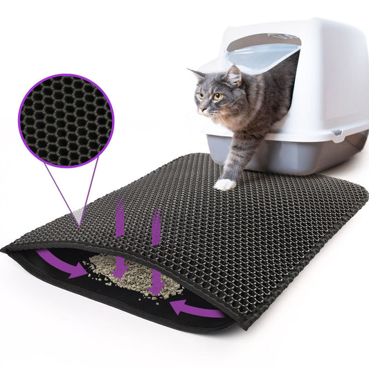 Waterproof Cat Litter Mat – Honeycomb Trap, Non-Slip, Washable