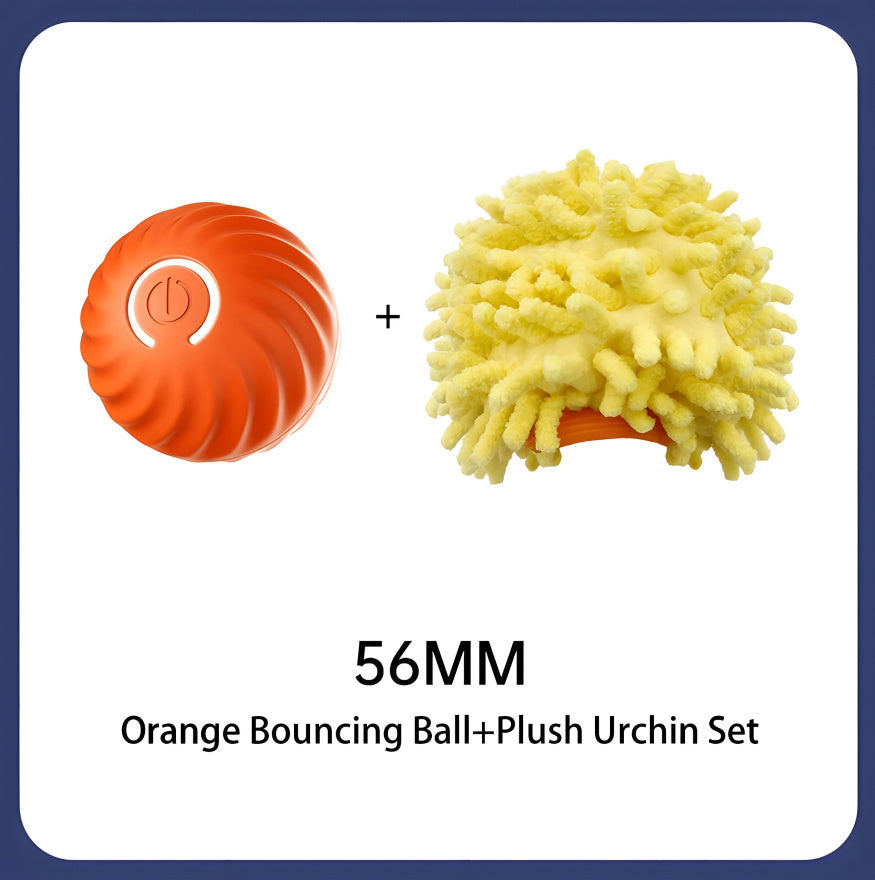Interactive Smart Bouncing Ball for Dogs – USB Rechargeable, Self-Moving & Rotating Dog Toy with Quiet Urchin Cover | Automatic Pet Entertainment & Mental Stimulation