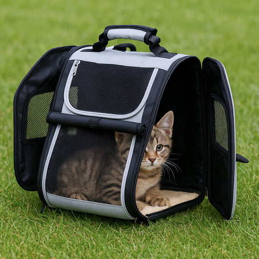 Expandable Pet Carrier Backpack – Breathable Travel Bag for Small Dogs & Cats