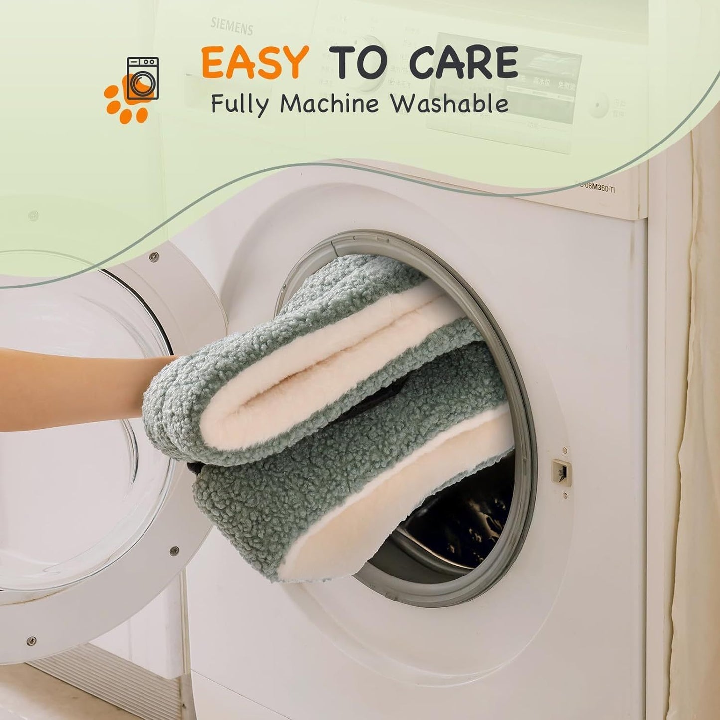 Meow Washable Cat & Small Dog Bed - 23"x23"x7" Round Orthopedic Plush Pet Bed, Non-Slip Bottom, Sage Green